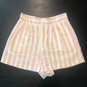 Zara high waisted shorts - pink & white stripe
